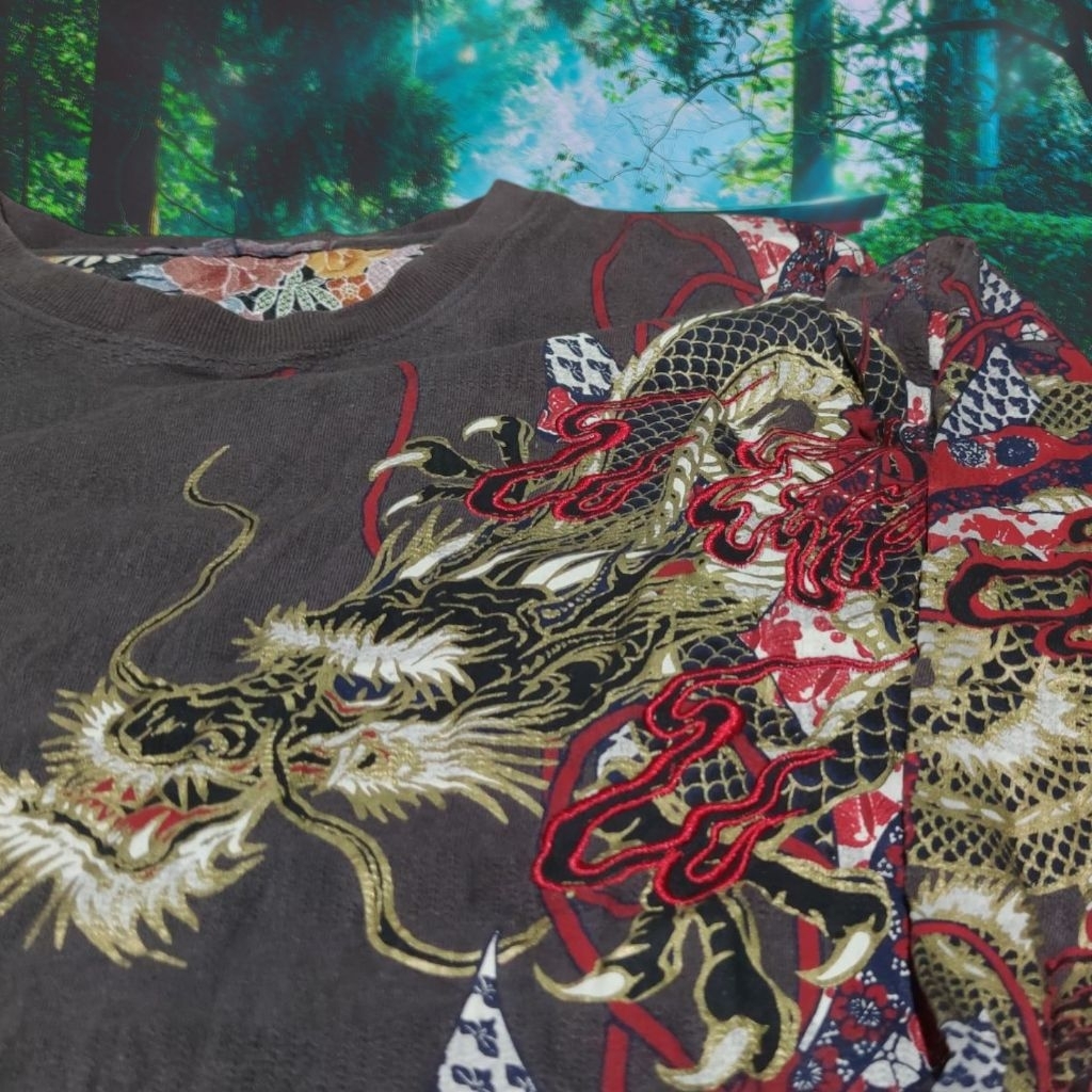 SUKAJAN GOLD DRAGON FLAME BORDIR LUXURY LONGSLEEVE (RARE COLLECTION)