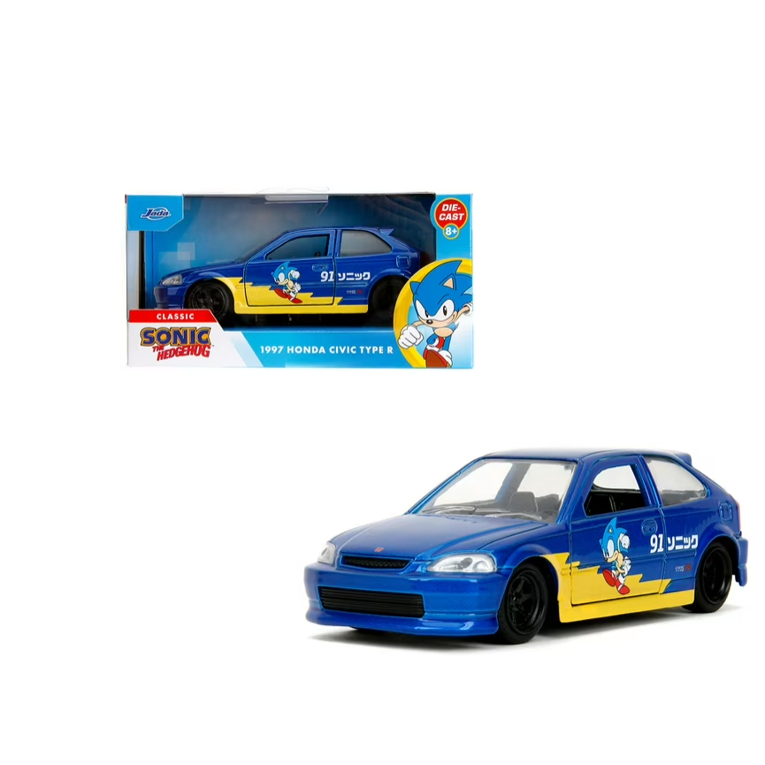 1997 Honda Civic Type R Blue Metallic with Graphics "Sonic the Hedgehog" (1991) Video Game 1/32 Diec