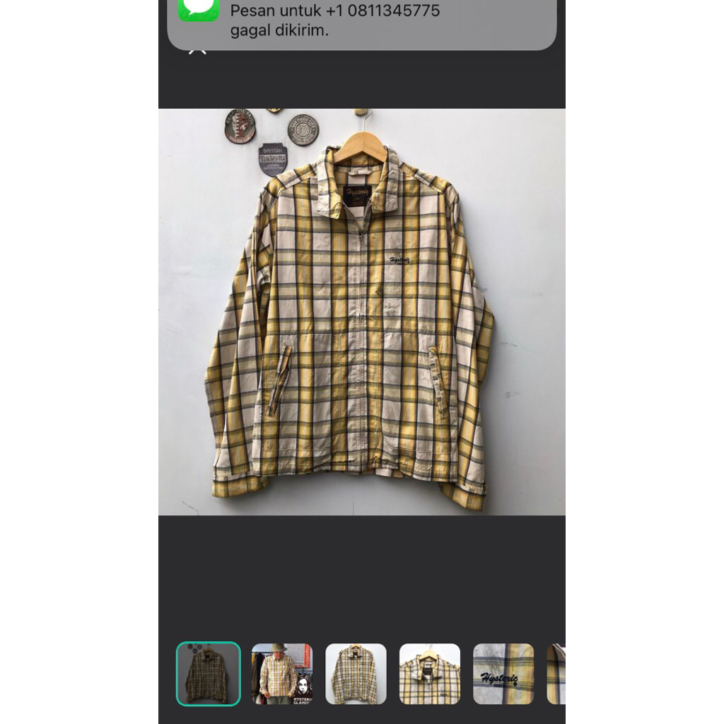 Vintage Hysteric Heavy Hysteric Glamour yellow and white jacket japanese Harrington Jacket  Plaid ta