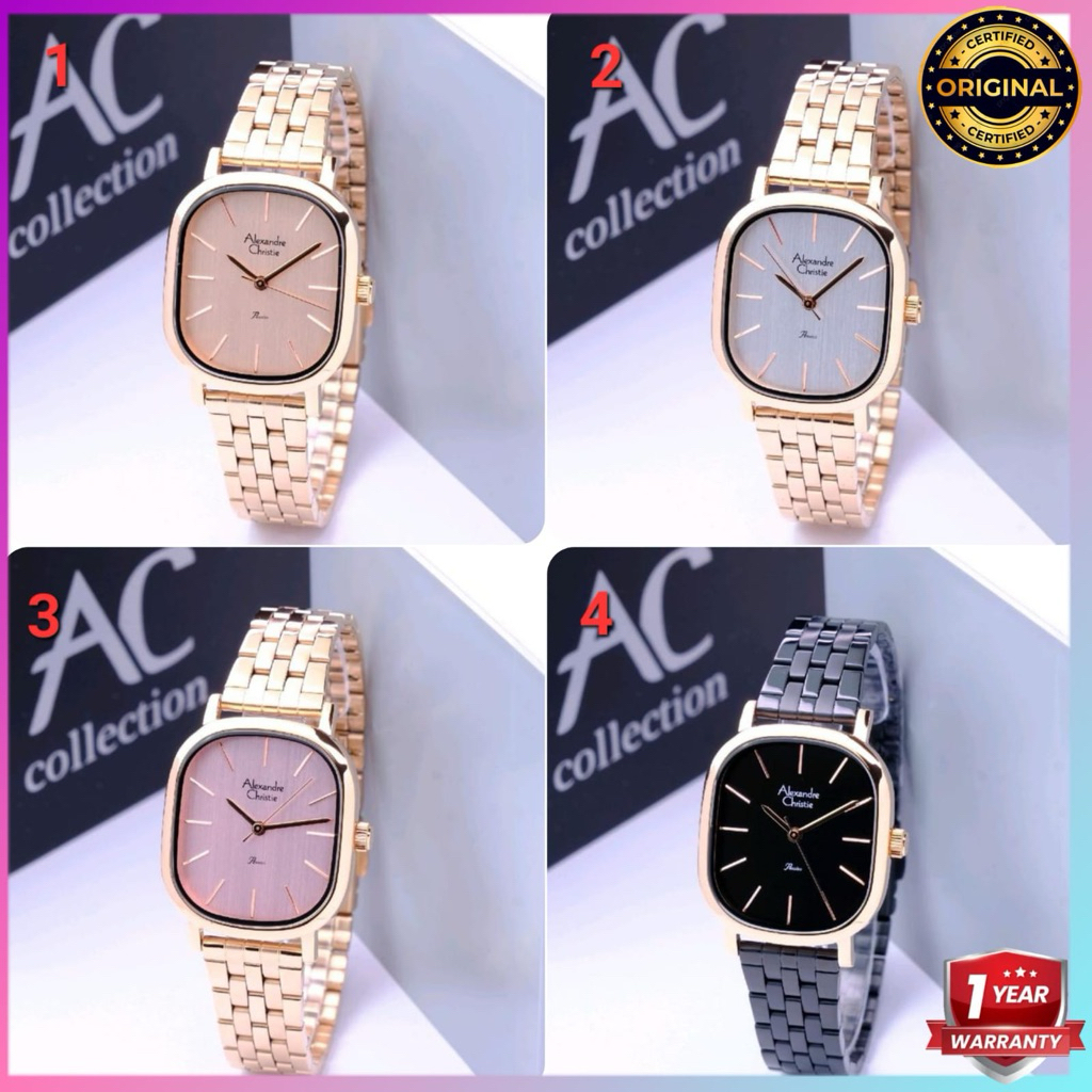 [PROMO] ORIGINAL GARANSI RESMI 1 TAHUN JAM TANGAN WANITA ALEXANDRE CHRISTIE CEWEK ANALOG RANTAI STAI