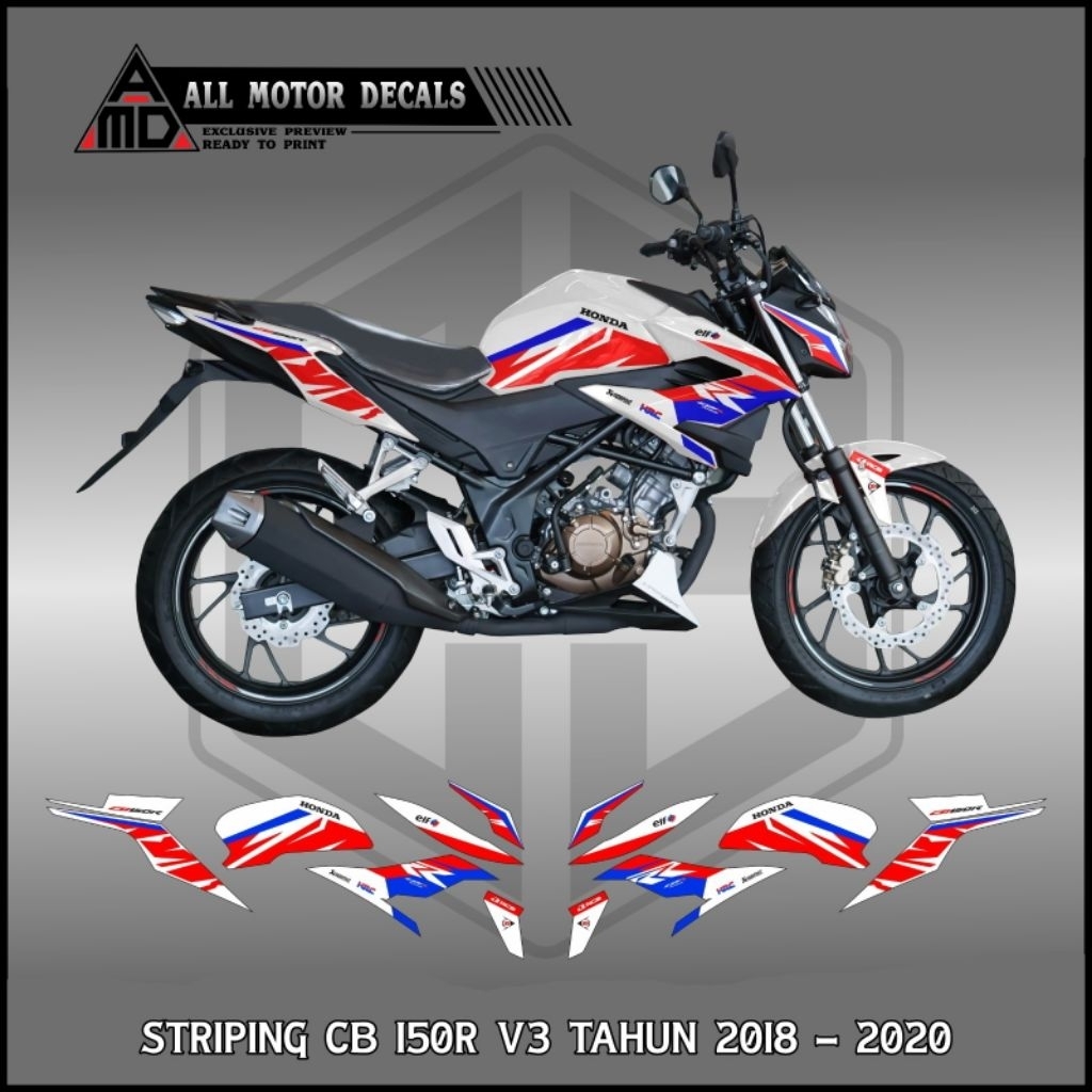 Stiker Decal CB 150R V3 Tahun 2018 Sampai 2020 / Striping Honda CB150R StreetFire Versi ke 3 Motif F