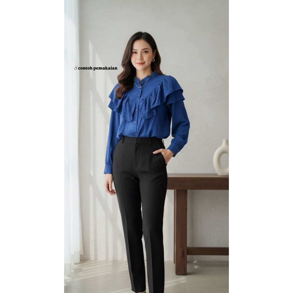 prelove blouse polo linen ruffle