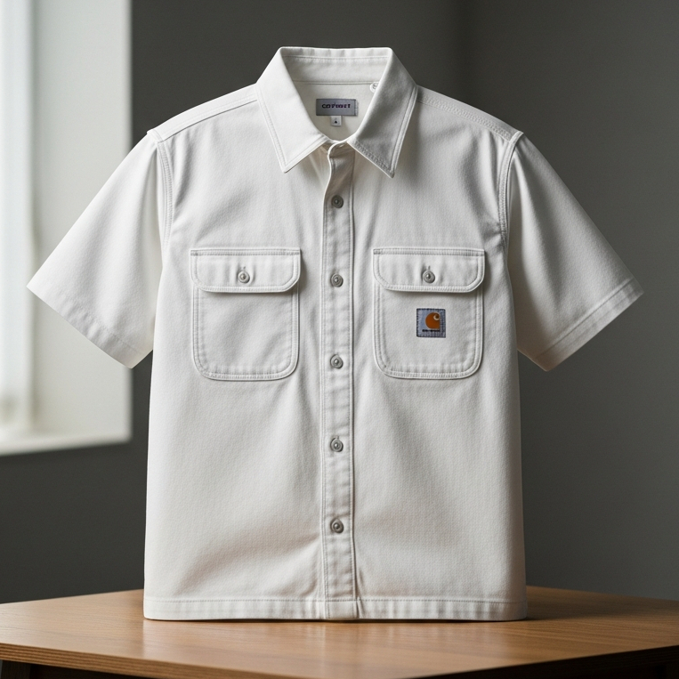 Kemeja Reguler Pria Carrhart/Kemeja Lengan Pendek/Workshirt 2 Pocket/Kemeja Kerja Putih Pria/Kemeja 