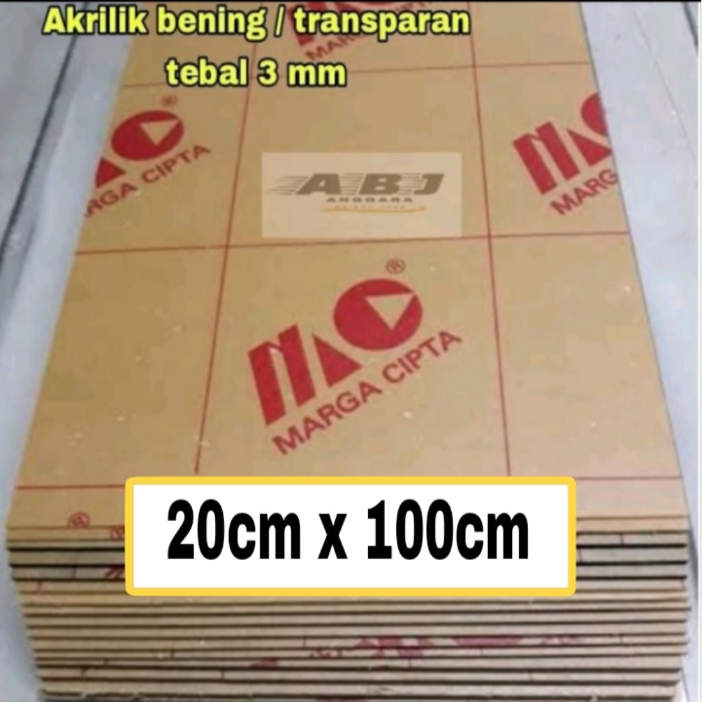 Akrilik bening 3mm ukuran 20x100cm/mika akrilik