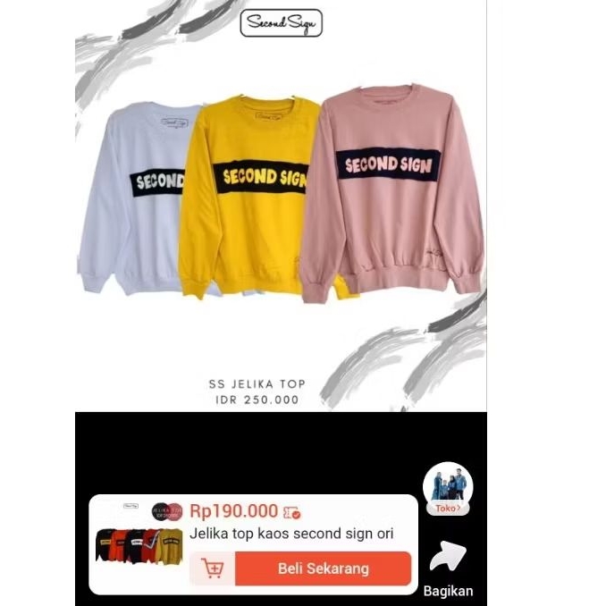 Preloved atasan Second sign pink