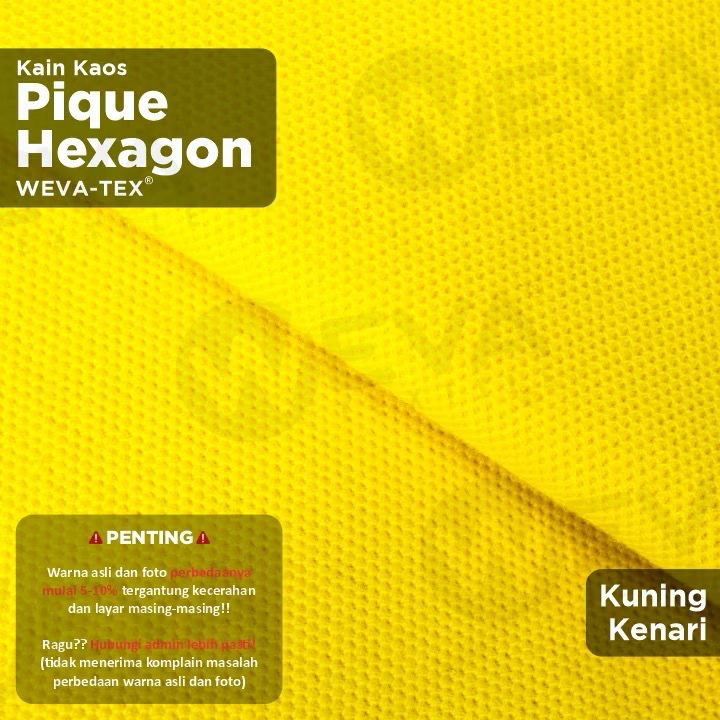 Bahan Kain Kaos Polo Shirt Pique Hexagon CVC 20s Kuning Kenari
