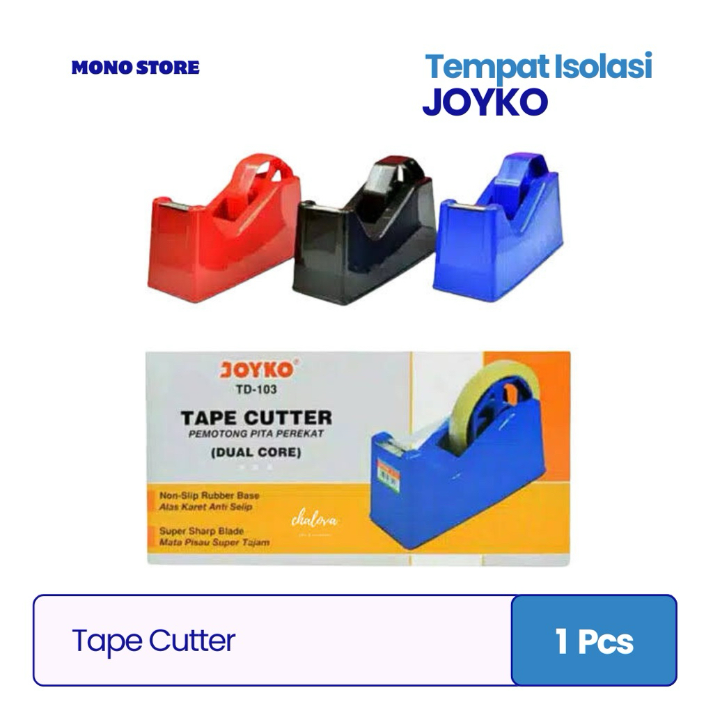 (1 Pcs) Tape Cutter Joyko / Tempat Isolasi Joyko / Tempat Solasi Kecil Warna-Warni
