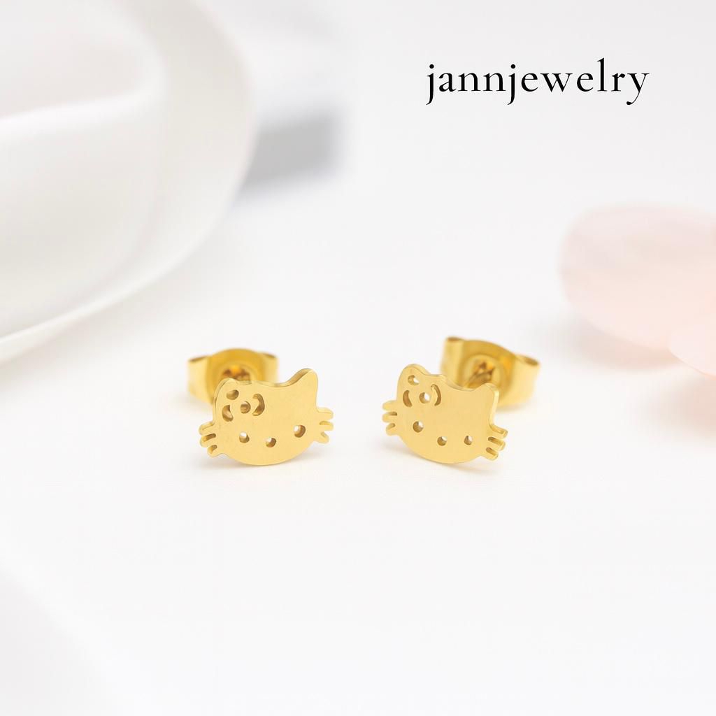 anting giwang anak & dewasa titanium anti karat&alergi gold colour