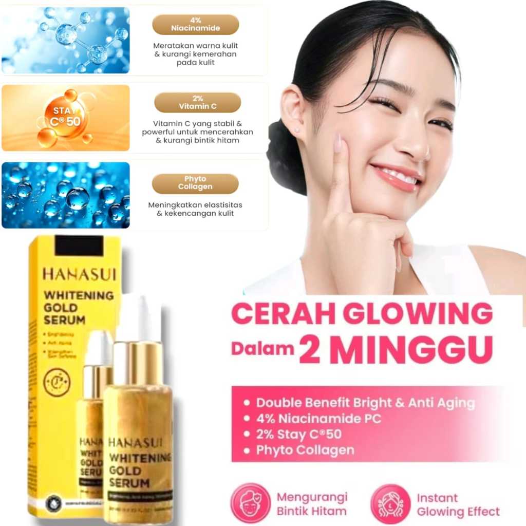 Serum Hanasui Original 100% Serum Pemutih Wajah Glowing Alami Penghilang Flek Hitam Paling Ampuh