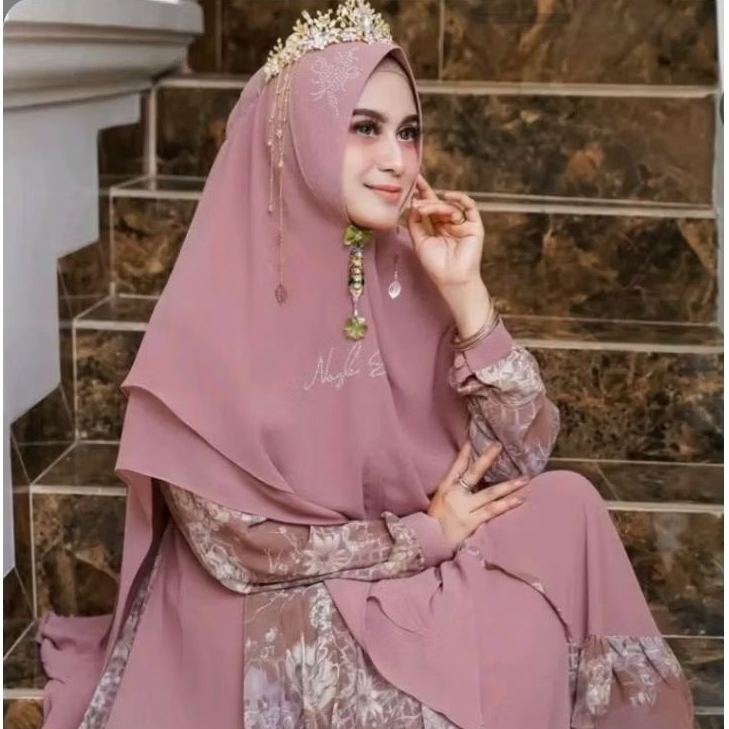 Gamis one set Hijab syar'i Nazla#Gamis simple#Gamis Elegan