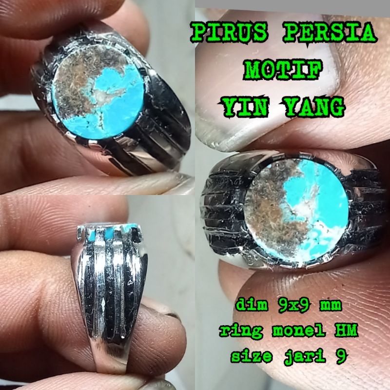 CINCIN BATU PIRUS PERSIA MOTIF YIN YANG RING MONEL