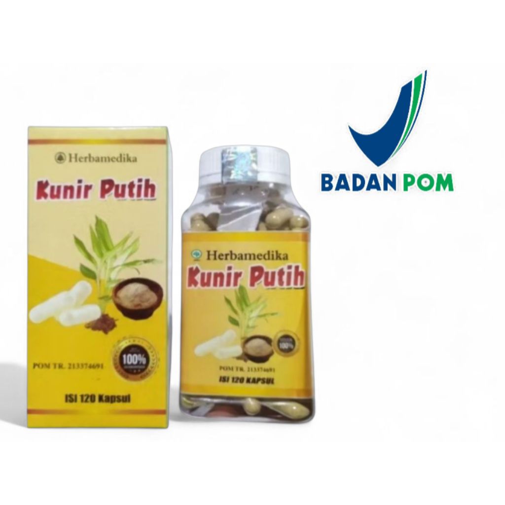 Herbamedika |Kapsul Kunir Putih Herbamedika isi 120 Kapsul Herbal untuk Kelanjar BPOM