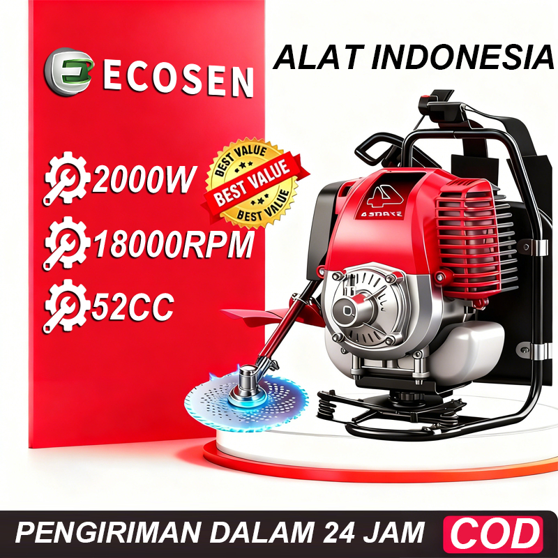 ECOSEN 1500W Mesin Potong Rumput 4 Tak Brush Cutter Gendong 45CC Mesin Pemotong Rumput Powerfull 4 t