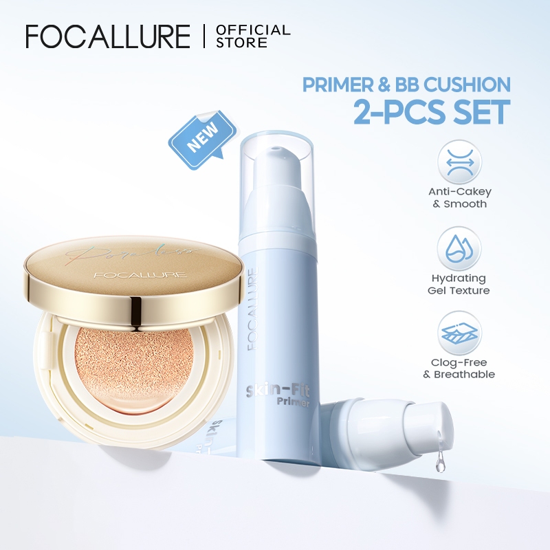 FOCALLURE 2 PCS Face Set BB cushion & Hydrating Primer OR Setting Spray Oil-control
