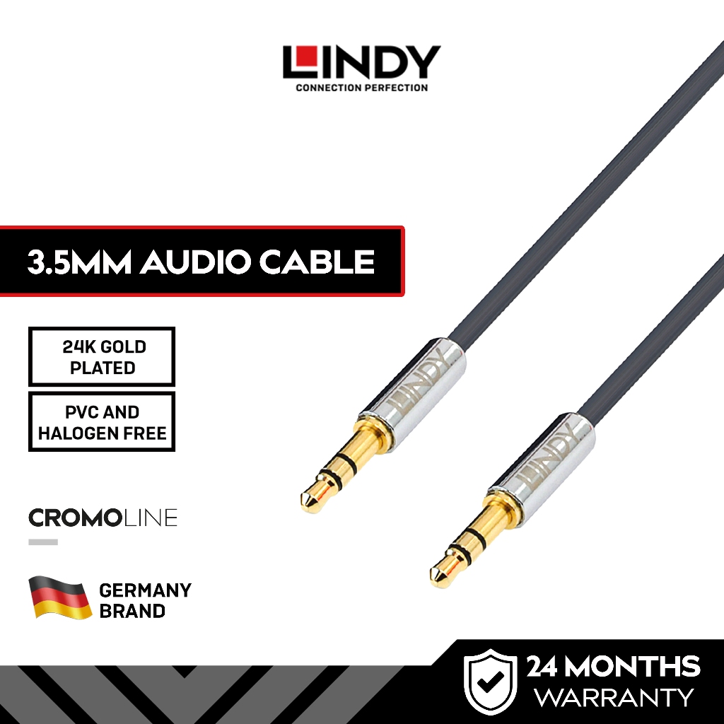 LINDY Kabel Aux 3m Kabel Audio 3.5mm to 3.5mm Jack Male to Male Gold Plated 35323