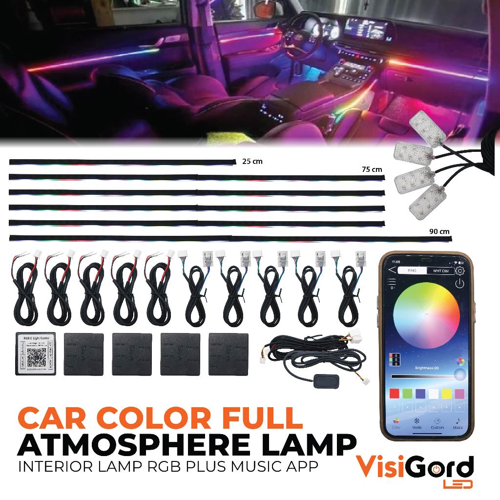 Lampu Led Interior Mobil RGB Plus Music App Color Full Atmosphere Lamp
