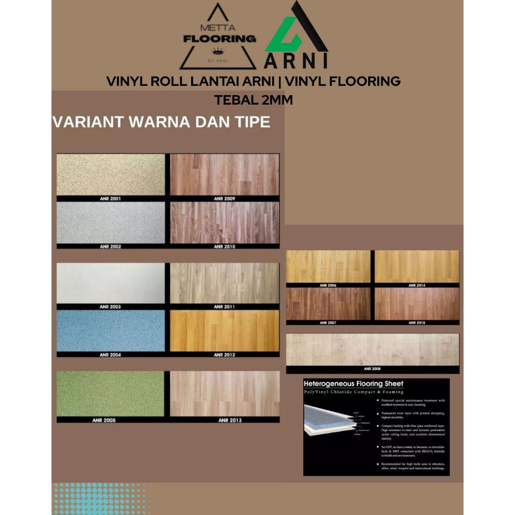 Vinyl Roll Lantai Arni | Vinyl Flooring tebal 2mm