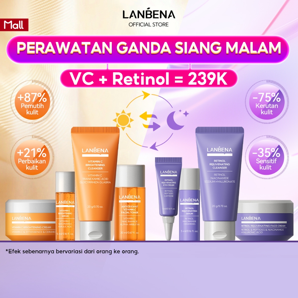 [Shopee Live] LANBENA Set Sampel Vitamin C + Retinol - Pengalaman Pertama dengan Efek Antioksidan da