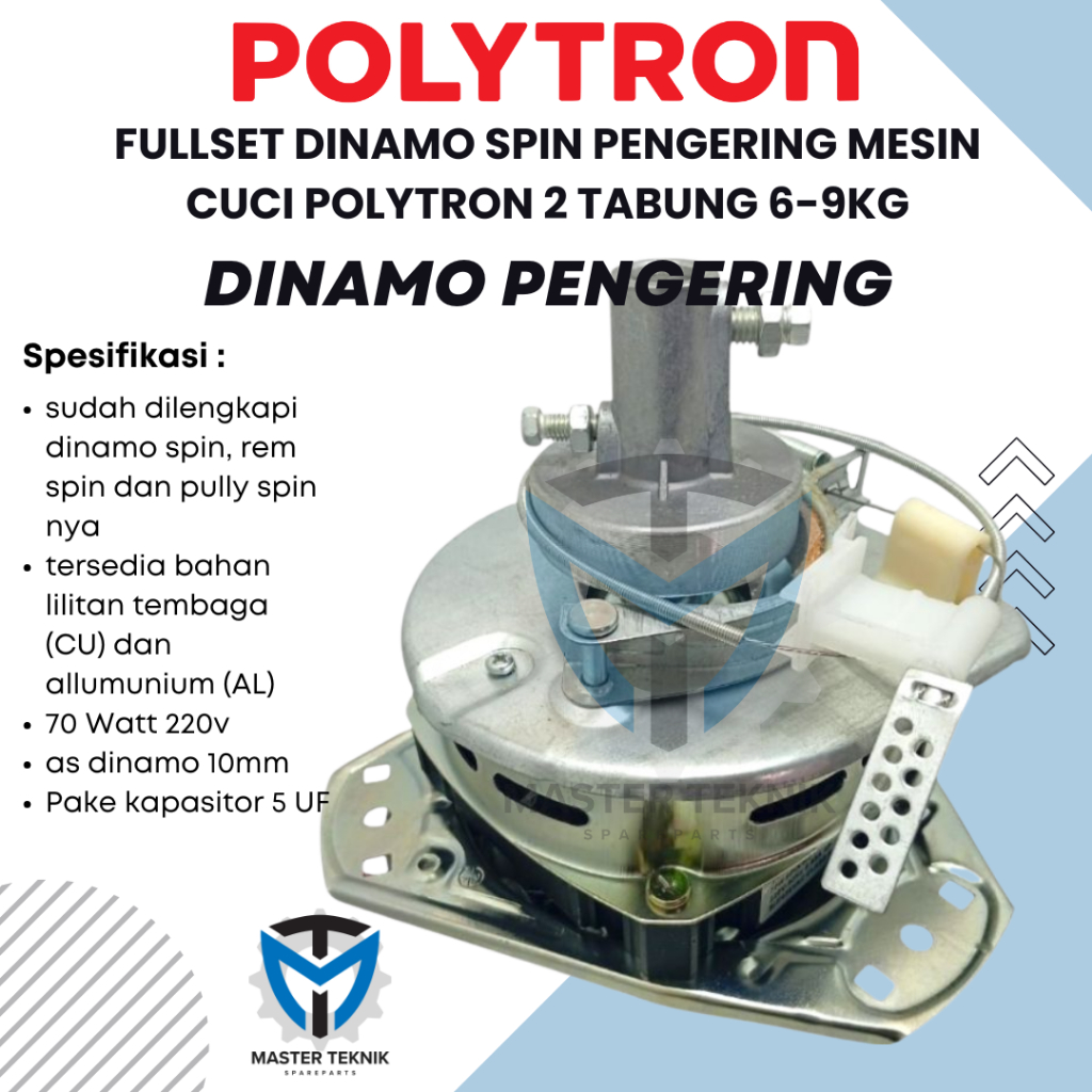 FULLSET DINAMO SPIN PENGERING MESIN CUCI POLYTRON 2 TABUNG 6-9KG
