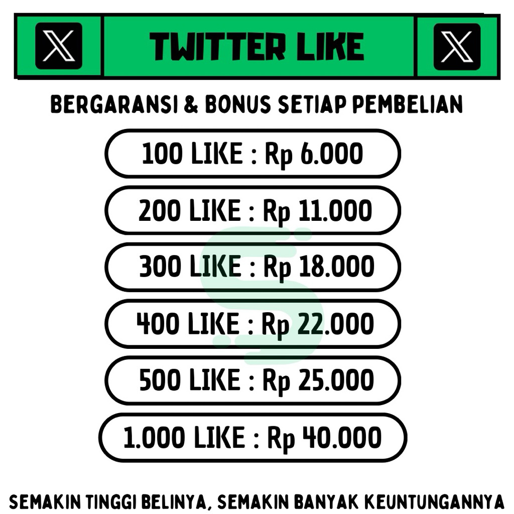 Twitter Like | Bergaransi | Bonus ++