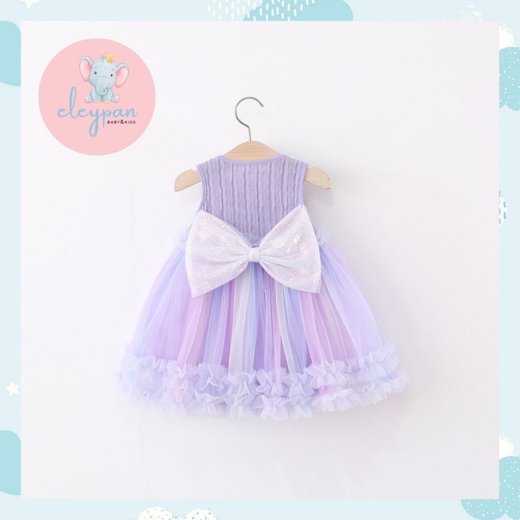 Dress Mini Ungu Lilac Anak Perempuan 6 bulan - 4 Tahun Mini Gown Gaun Pendek Baju Terusan Tanggung A
