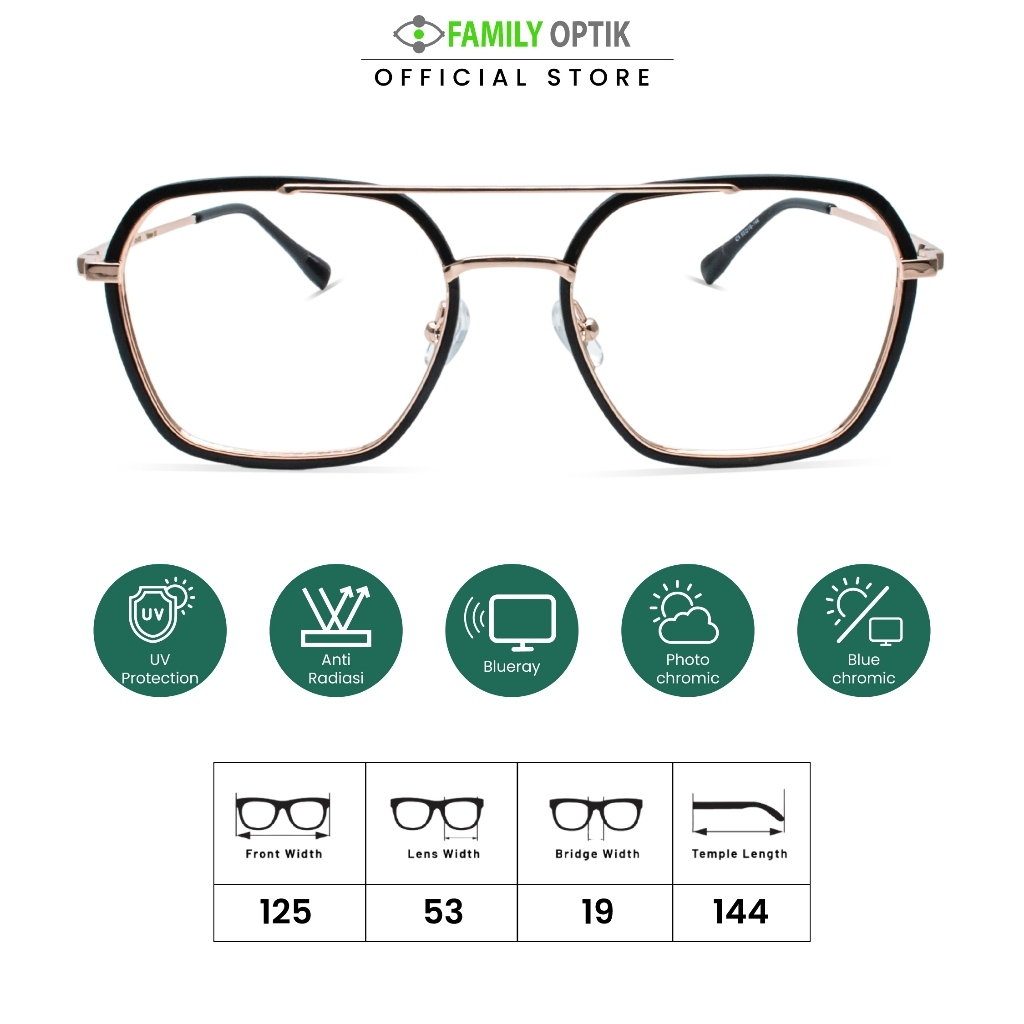 Family Optik - Kacamata Vintage Blueray Photocromic Anti Radiasi 20479
