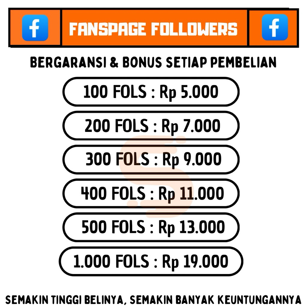 Fanspage Followers | Bergaransi | Bonus ++