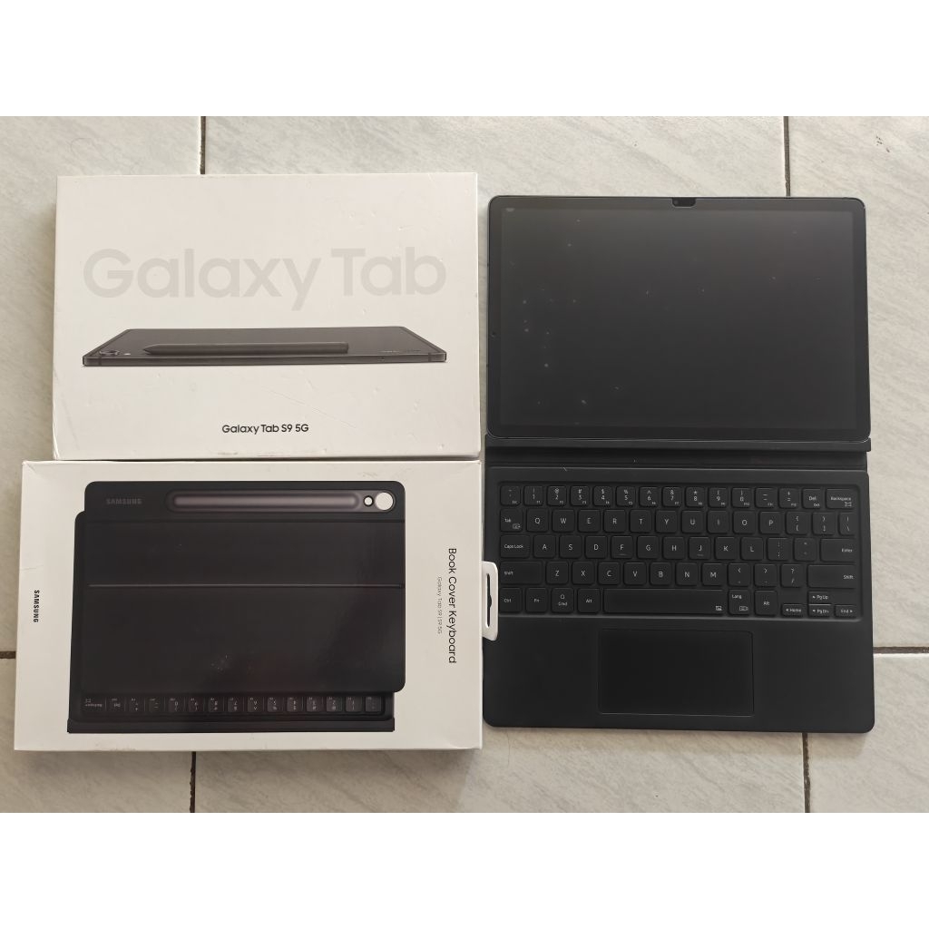 Samsung Tab S9 5G + keyboard ori 8/128gb sein second seken bekas