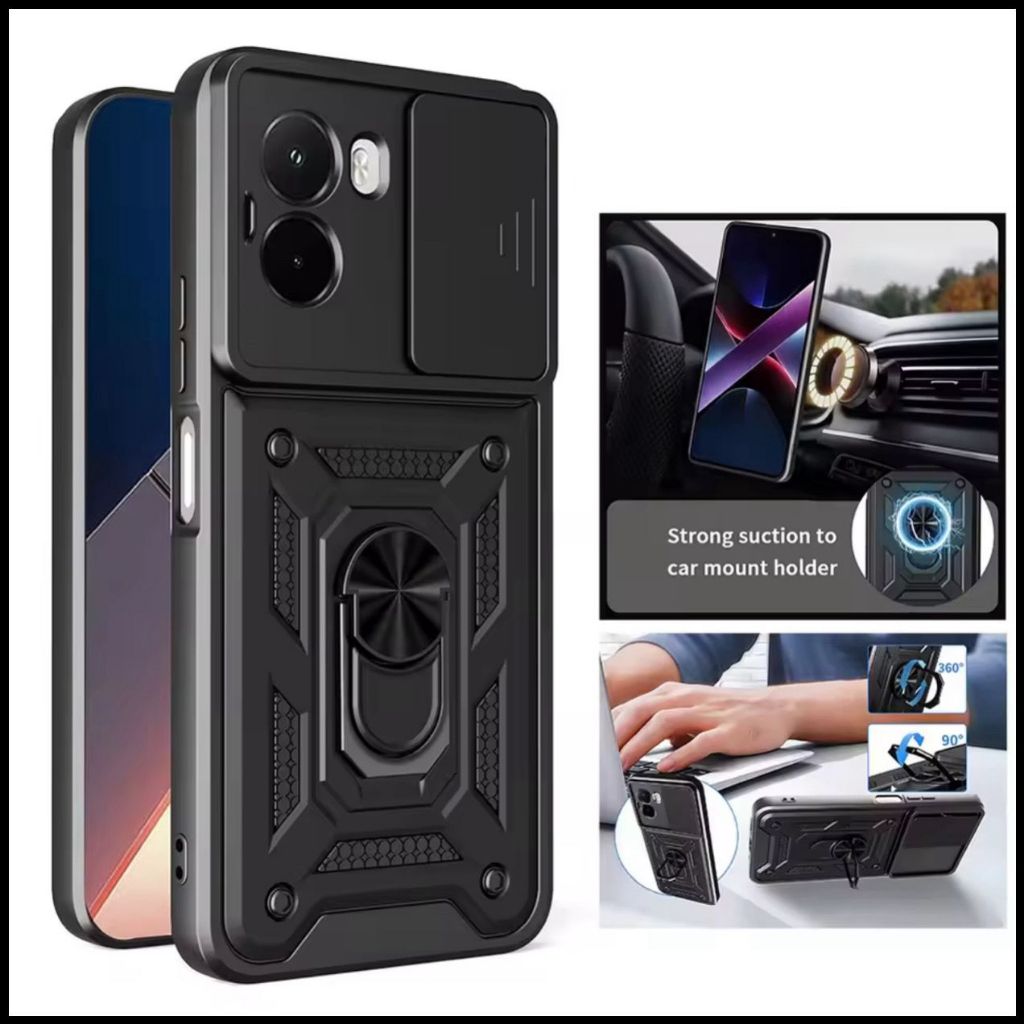 Case Xiaomi Poco M7 4G / M7 Pro 5G Gundam Slide iRing Original Hard Case Casing Soft Cover Armor Bac