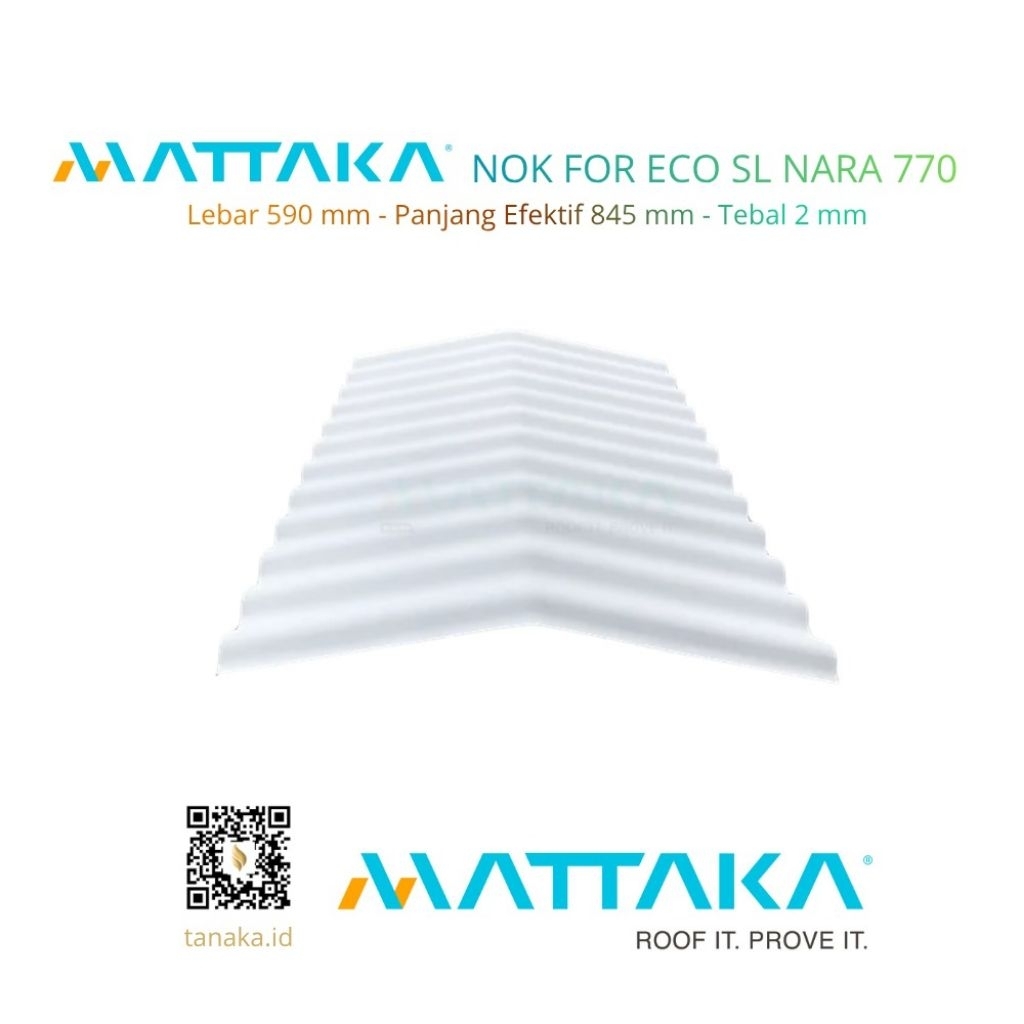 (Hanya Invoice) MATTAKA Nok / Wuwungan for SL Nara 770 - Efektif 845mm - Nok / Wuwungan Atap UPVC MA