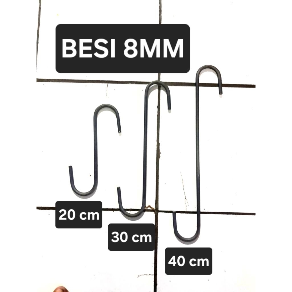 Hook S besar gantungan pengait serbaguna,hitam besi 8mm