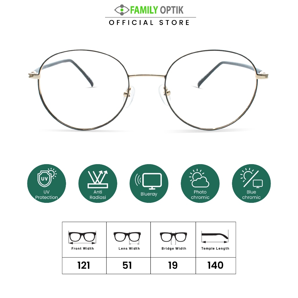 Family Optik - Kacamata Vintage Blueray Photocromic Anti Radiasi 170509