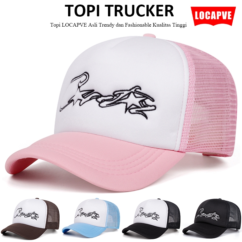 LOCAPVE Topi trucker Bordir Artistic Signature Star baseball Cap Casual Distro Fashion Pria Wanita