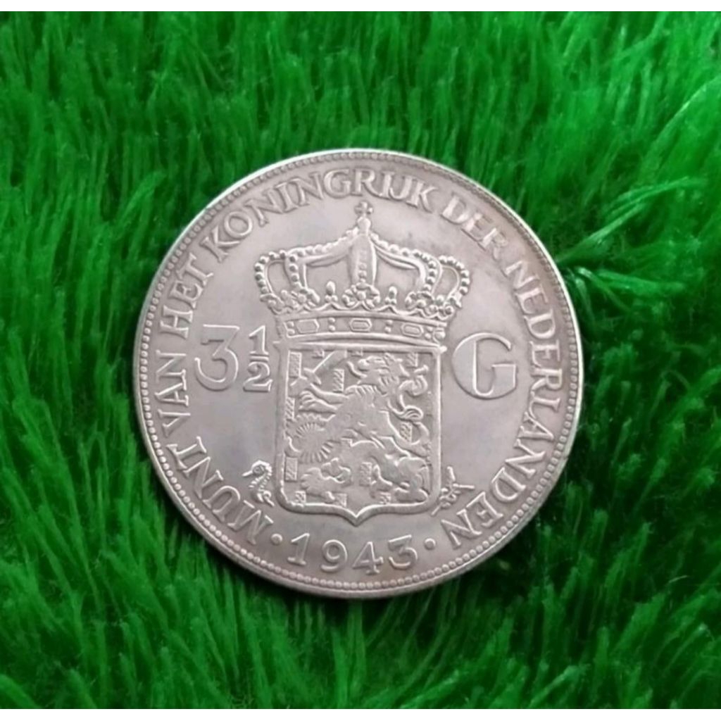 (COD BAYAR DI TEMPAT) koin kuno nederland belanda wilhelmina 3 1/2 gulden
