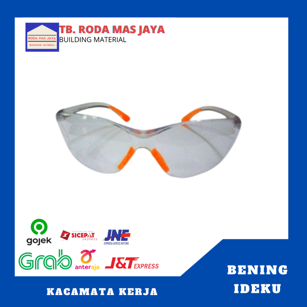 Kacamata Safety Anti Debu Sporty Bening || Kacamata Gerinda Las Anti Debu Bening