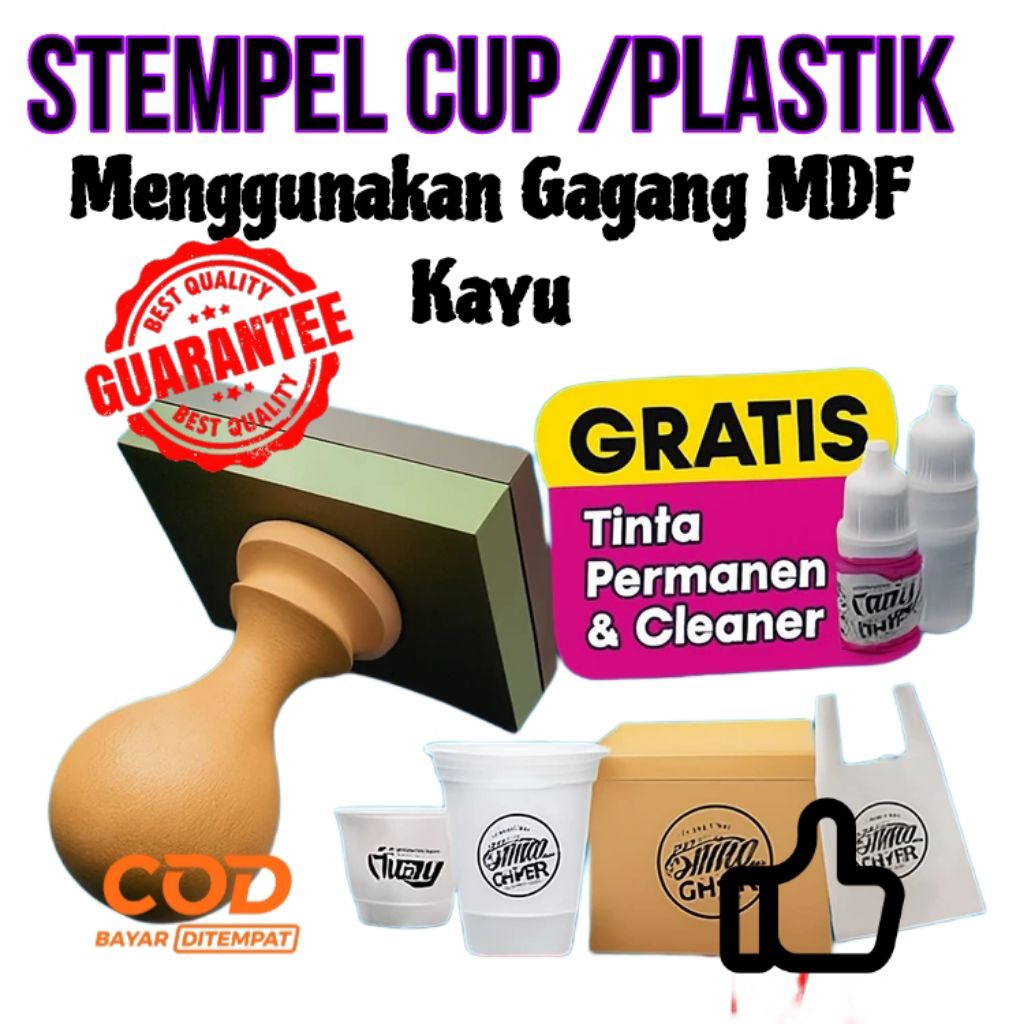 Stempel Cup Gelas Plastik Stempel Cup Plastik Tinta Permanen