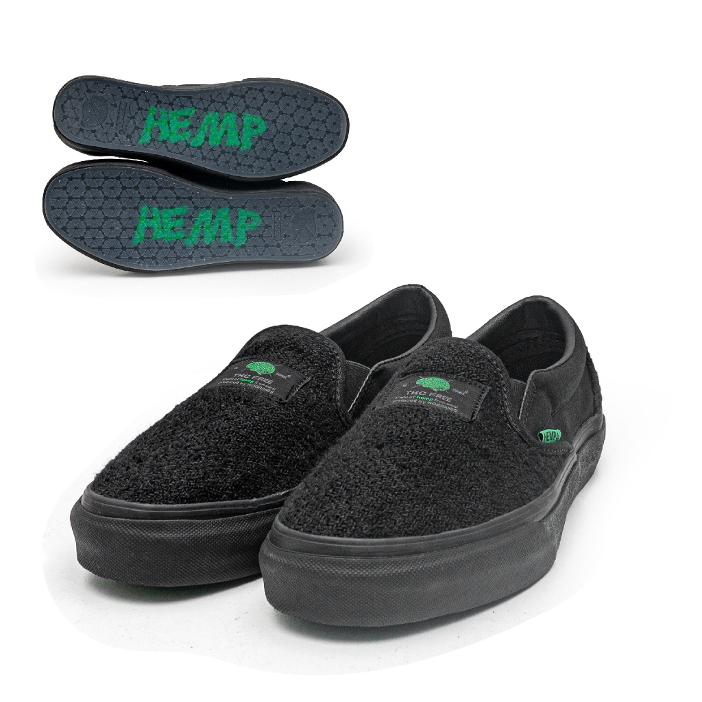 NOBRANDS FOOTWEAR - SELOP HEMP FULLBLACK - SEPATU SNEAKERS PRIA WANITA