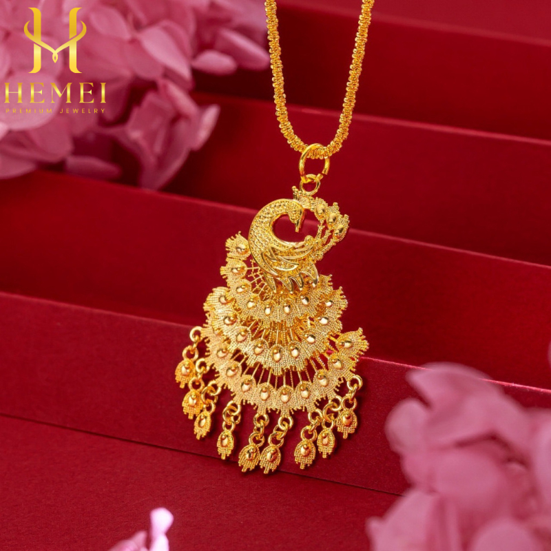 HEMEI KALUNG PHOENIX PERNIKAHAN EMAS PALSU KALUNG FASHION WANITA KALUNG MEWAH PREMIUM