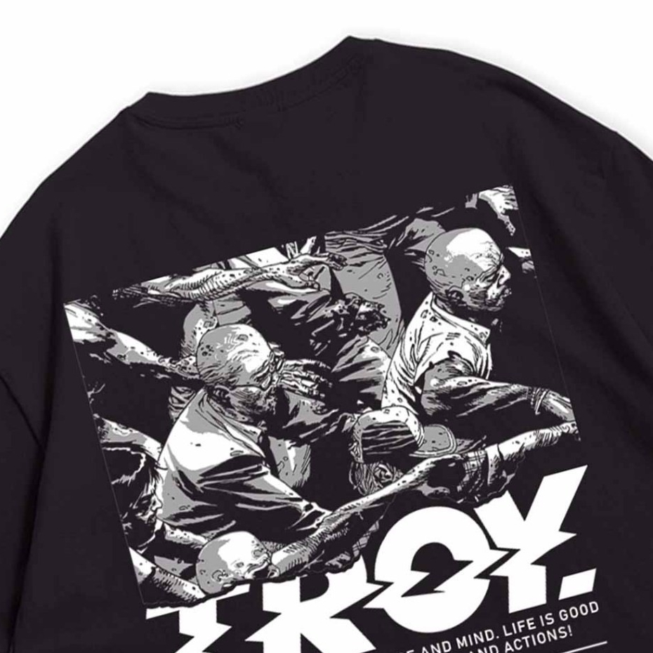 Troy Company Oversize Tshirt Black Demonstration - Kaos Oversize Hitam Lengan Pendek OVD 2540