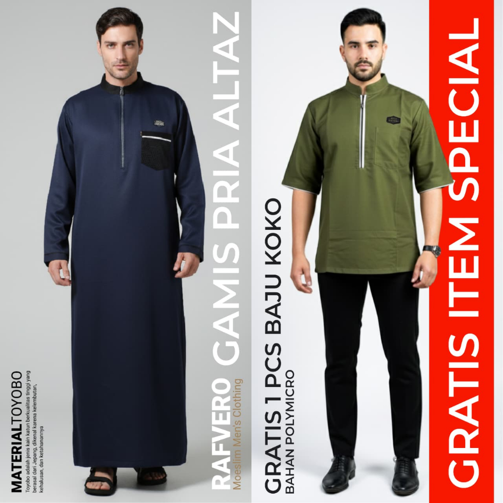 Rafvero + Jubah Gamis Pria Dewasa + Material TOYOBO Kombinasi Emboss Terlaris