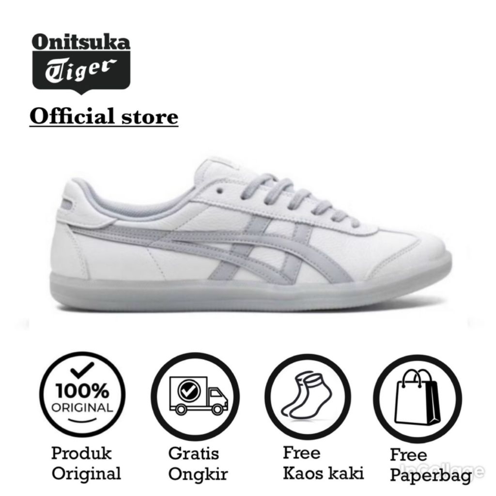 sepatu onitsuka tiger ORIGINAL tokuten white grey(unisex)(free paperbag & kaos kaki)
