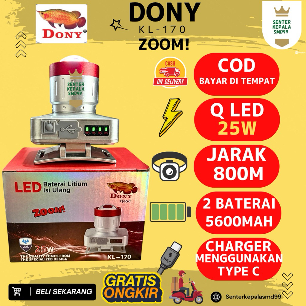 Senter Kepala Dony Zoom type KL-170 | 25W