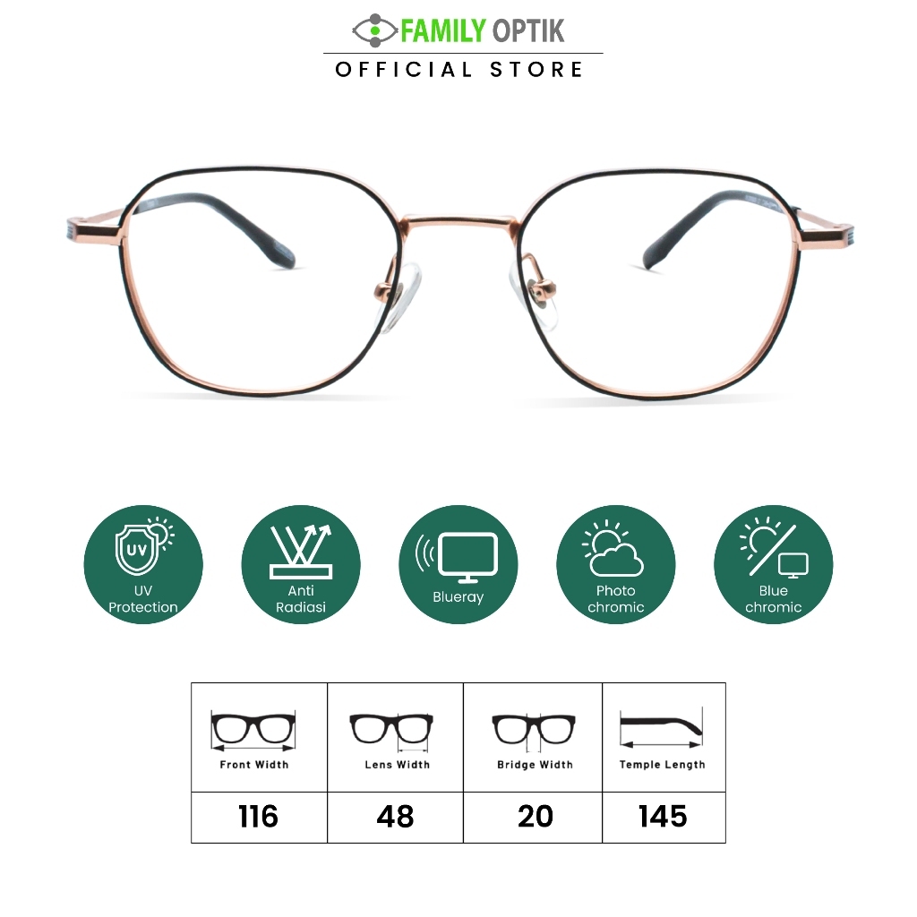Family Optik - Kacamata Vintage Blueray Photocromic Anti Radiasi 200929