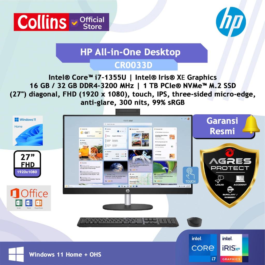 HP PC AIO 27 Touchscreen Intel Core i7 1355 RAM 16GB SSD 1TB W11+OHS 27.0FHD IPS BLK -CR0033D Garans