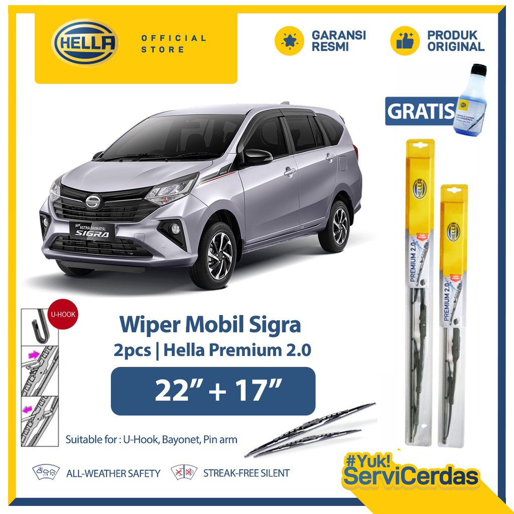 Wiper Mobil DAIHATSU Sigra 22" + 17" (2pcs) -  HELLA Premium 2.0"