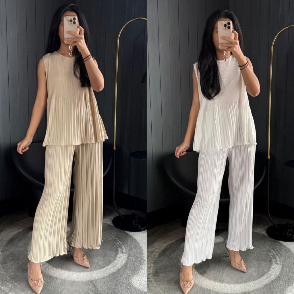 KALULA Set - Celana dan baju setelan premium plisket bb