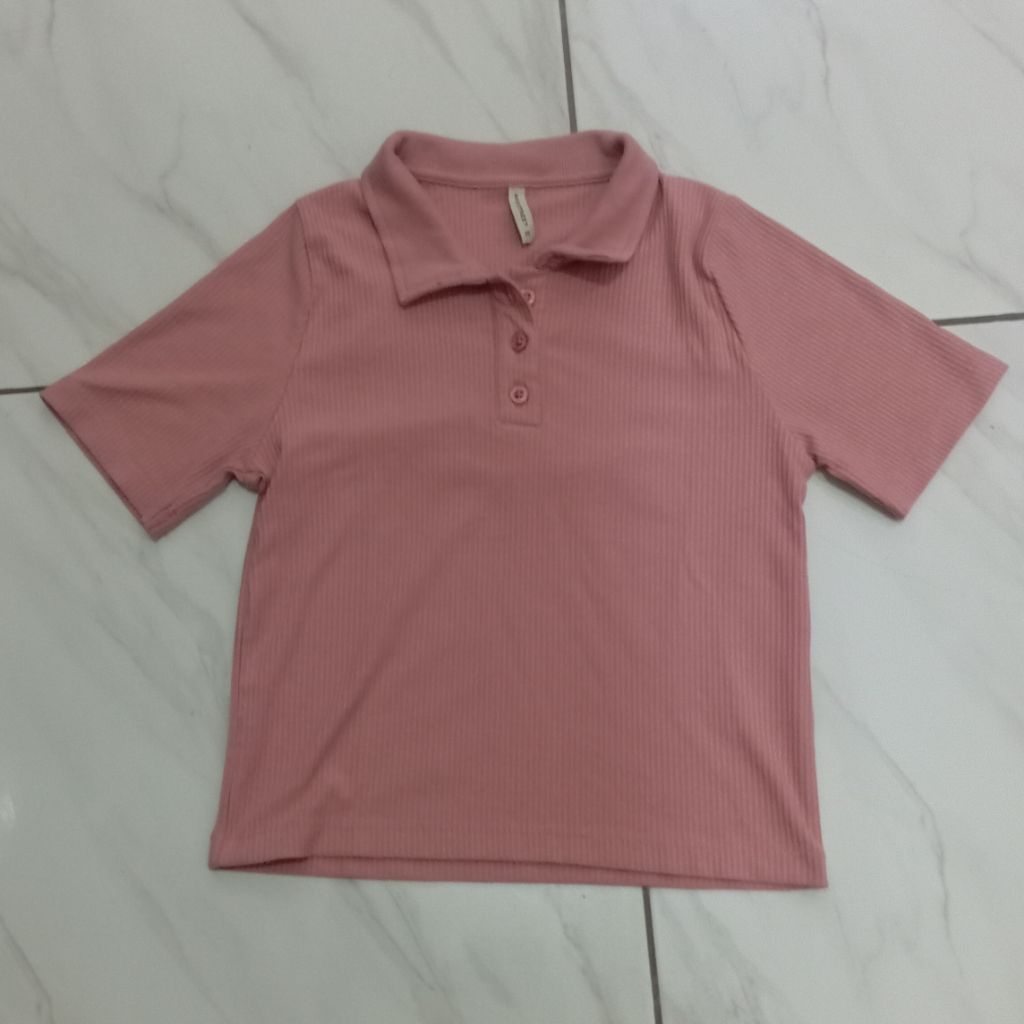 Kaos pink berkerah | polo | fesyen atasan wanita