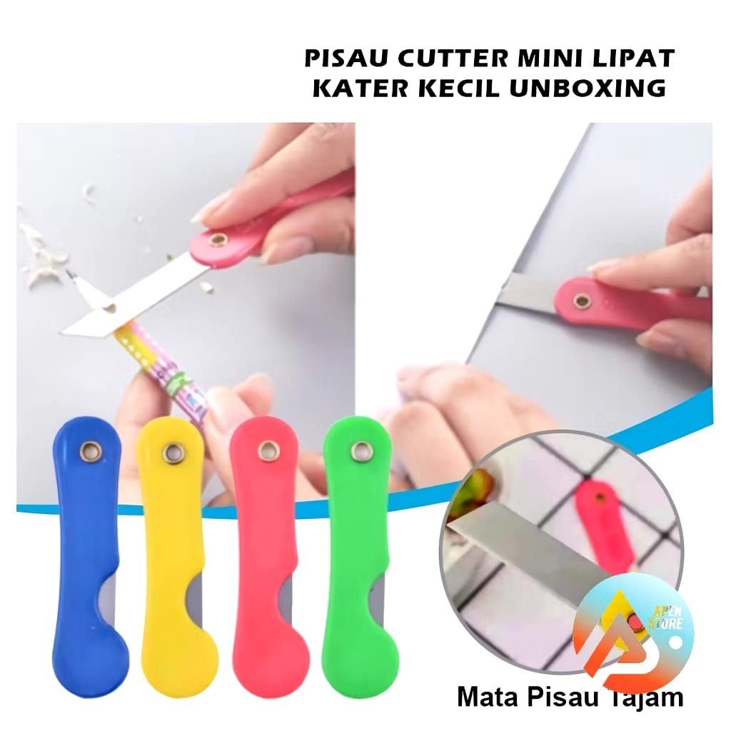 Pisau Cutter Lipat Mini Alat Potong Kertas Plastik Untuk Sekolah Kantor Kater Kecil Barang Unik