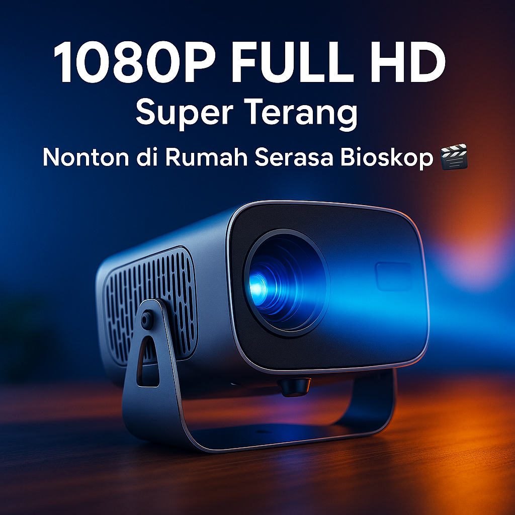 Proyektor Auto Fokus Layar 120 Inci Terang Jelas untuk Nonton Film di Rumah Portable Mudah Dipakai