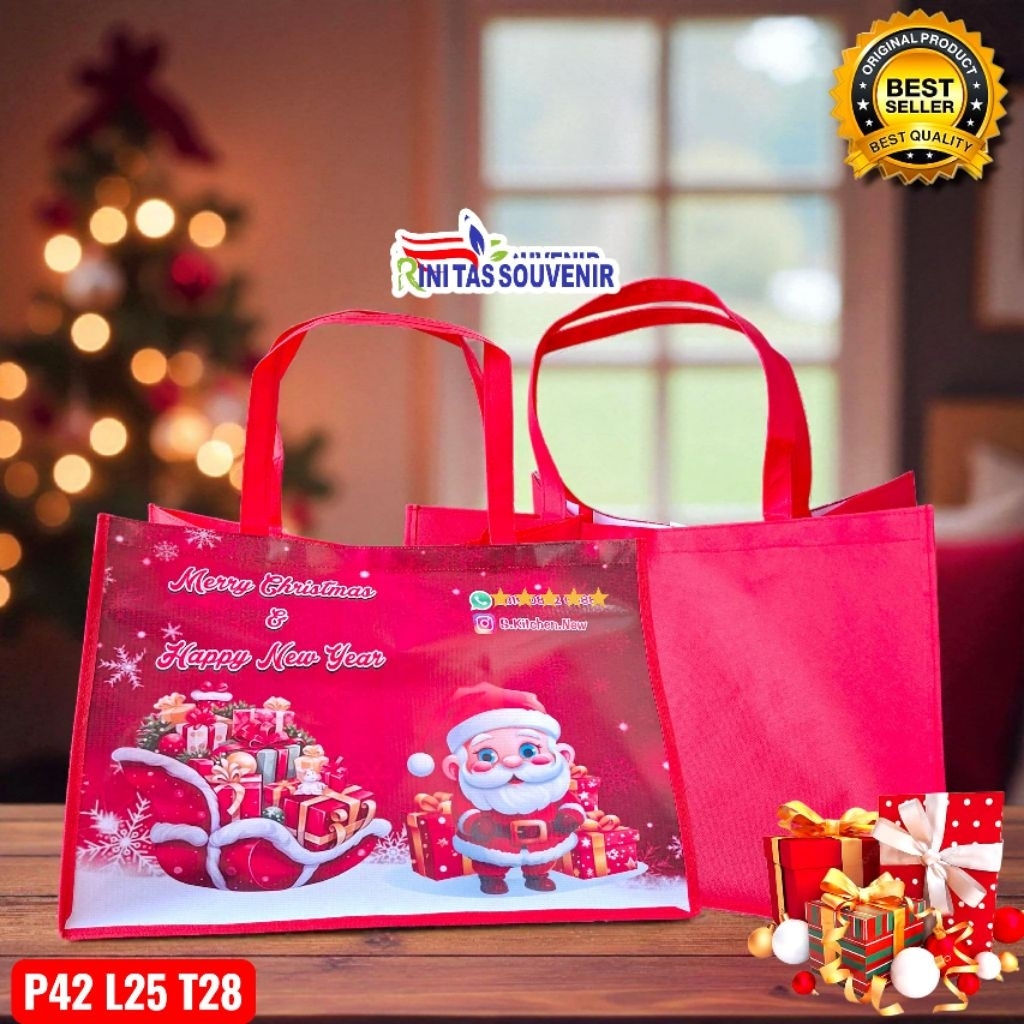 Goodie Bag Natal Tas Natal - Tas Hampers Christmas Full Kain